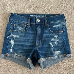 American Eagle Outfitters Blue Distressed Jean Shorts